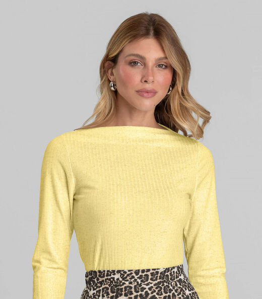 Image_Blusa Feminina Manga Longa Canelada Dianna Amarelo
