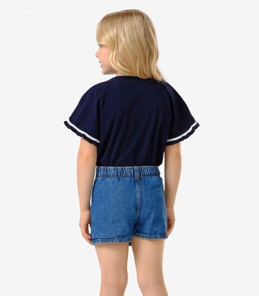 Shorts Saia Infantil Jeans Trick Nick Azul