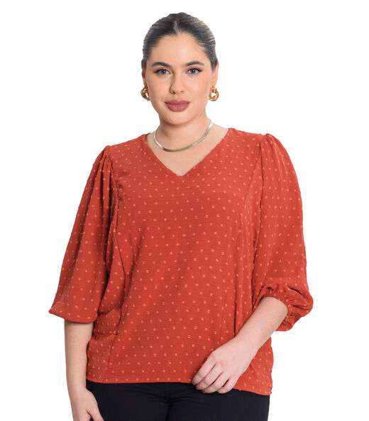 Blusa Manga 7/8 Air Flow Poa Secret Glam Marrom