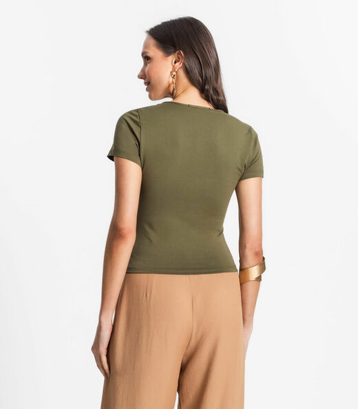 Blusa De Viscotorcion Básica Feminina Endless Verde