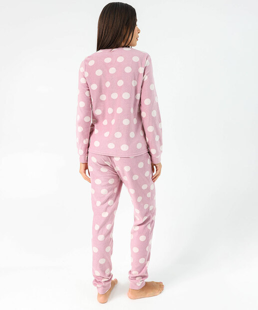 Pijama Feminino Estampa Poá Manga Longa Marisa Lilás