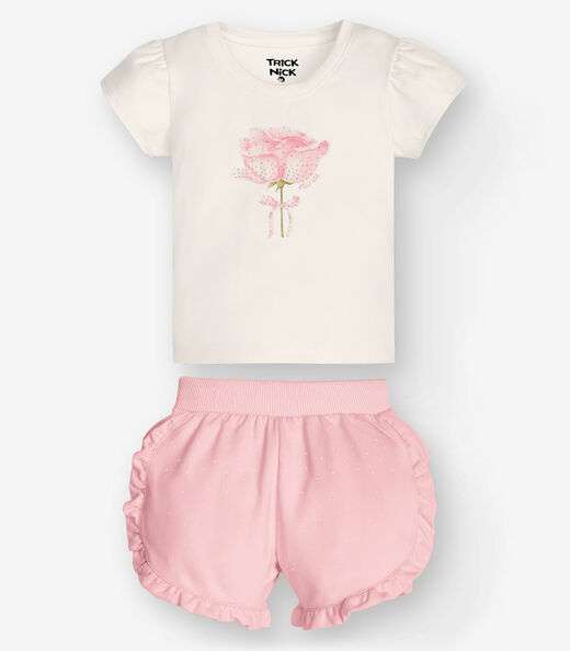 Image_Conjunto Blusa com Shorts Menina Trick Nick Bege