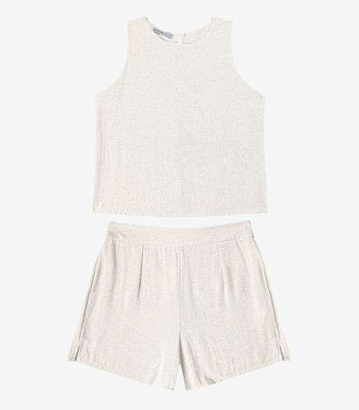 Conjunto Regata com Shorts Feminino Endless Bege