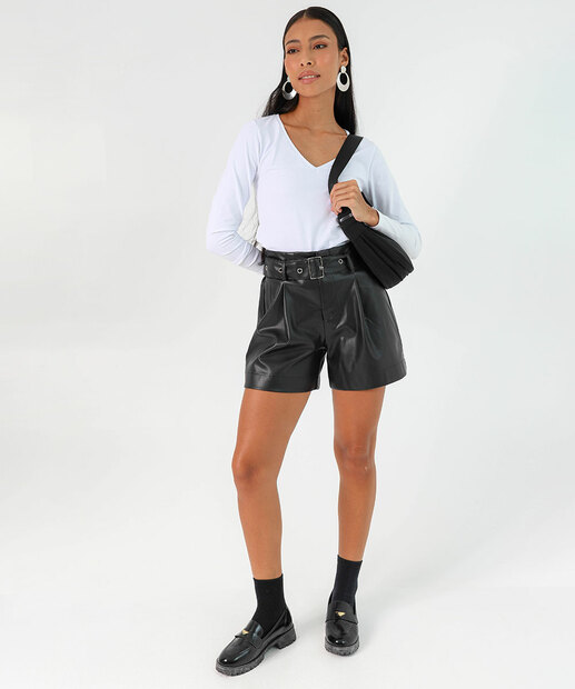 Image_Short Feminino Cinto Pregas Marisa Preto