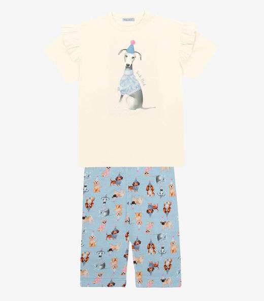 Conjunto Infantil Blusa Com Bermuda Trick Nick Bege