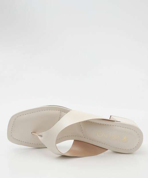 Tamanco Feminino Salto Grosso Via Uno Off White