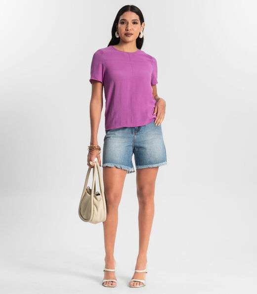 Blusa Manga Curta em Air Flow Rovitex Roxo