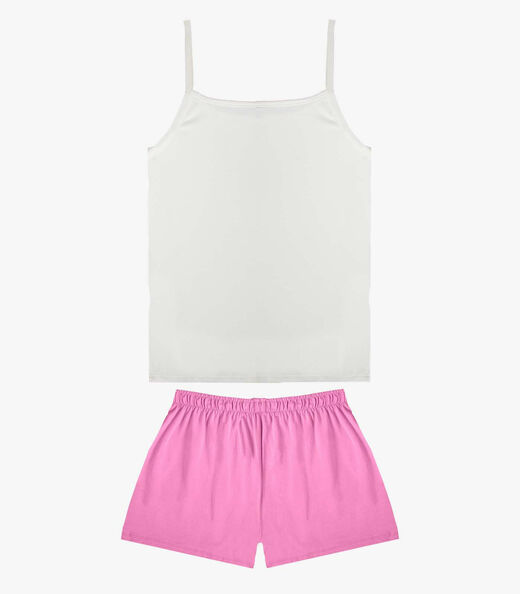 Pijama Feminino Blusa De Alça E Short Infinita Cor Rosa