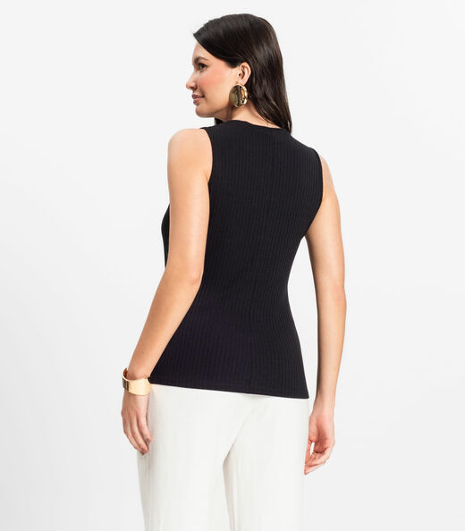 Regata Feminina Ribana Canelada Rovitex Preto