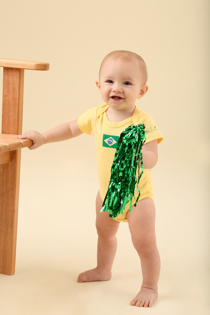 Kit Minha Primeira Torcida Unissex Bebê Amarelo Up Baby
