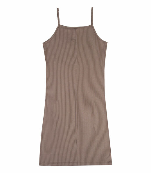 Vestido Canelado De Alça Select Marrom