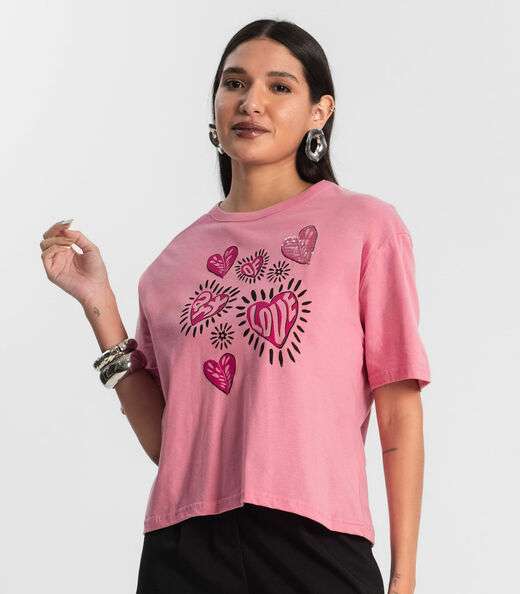 Camiseta Feminina T- Shirt Meia Malha Rovitex Rosa