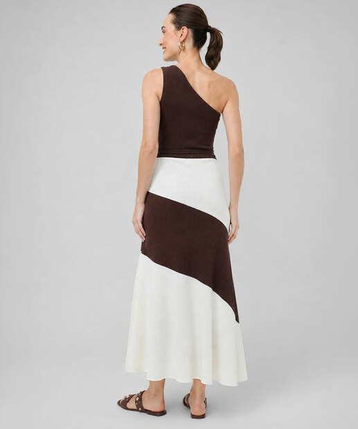 Vestido Ombro Só Feminino Bicolor Marisa Marrom
