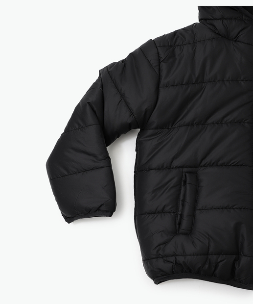 Jaqueta Infantil Puffer Capuz Tam 4 a 10 Marisa Preto