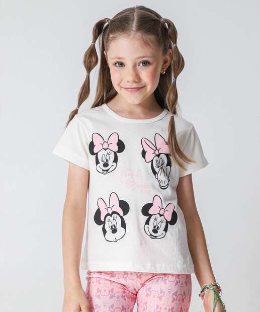 Conjunto Infantil Estampa Minnie Disney Tam 4 a 10 Rosa
