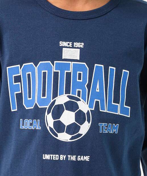 Camiseta Infantil Estampa Futebol MR Tam 4 a 10 Azul