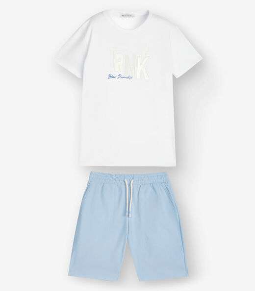 Conjunto Camiseta com Bermuda Menino Trick Nick Branco
