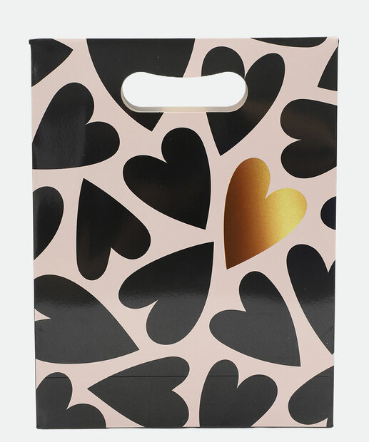 Embalagem Presente Sacola Corações Marisa Preto