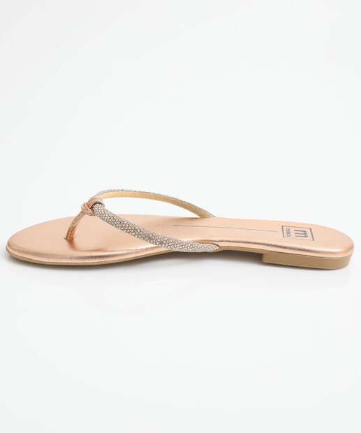 Rasteirinha Feminina Tiras Strass Moleca Rosê