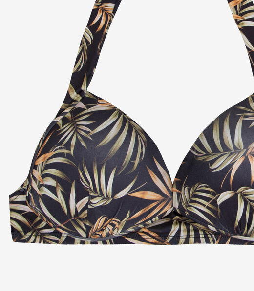 Top Biquíni Estampado Com Bojo Plus Size Uni Femme Preto