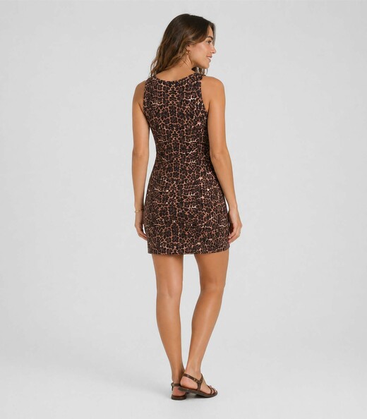 Vestido Midi Em Viscose Creponada Infinita Cor Marrom