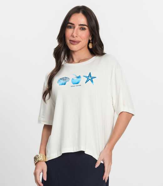 T- Shirt Feminina Manga Curta Endless Bege