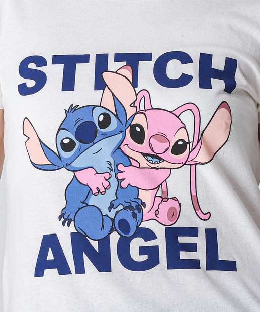 Camiseta Juvenil Angel E Stitch Tam 06 a 14 Off White