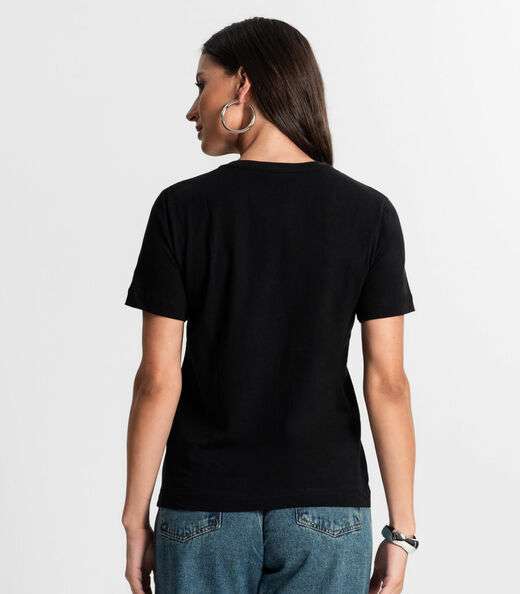 Camiseta Feminina Em Meia Malha Rovitex Preto