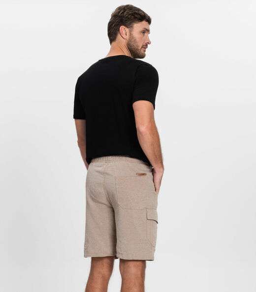 Bermuda Masculina Sarja Cargo Com Elástico Shift Bege