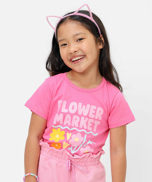 Blusa Infantil Estampa Frontal Marisa Tam 4 a 10 Rosa