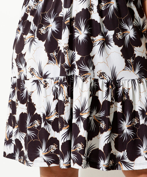 Vestido Plus Size Feminino Floral Manga Curta