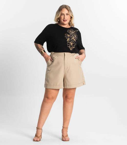 Blusa Feminina Manga Curta Secret Glam Preto