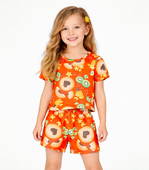 Image_Conjunto Menina Infantil Blusa E Short Select Laranja