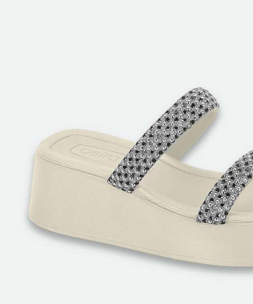 Tamanco Feminino Flatform Tachas Beira Rio Prateado