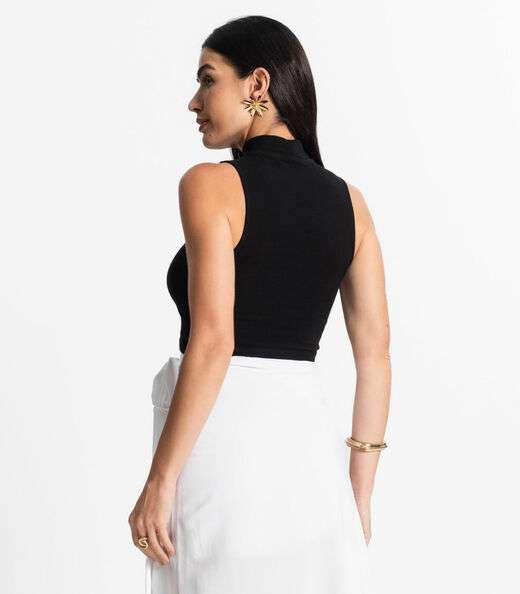 Regata Feminina Gola Alta Canelada Select Preto