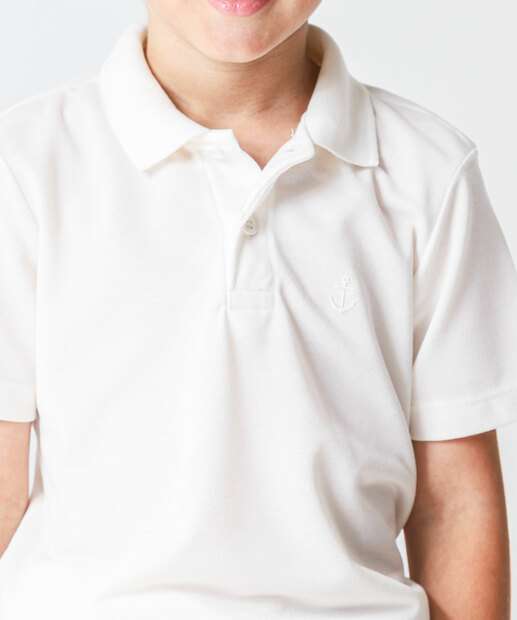 Polo Infantil Manga Curta MR Tam 4 a 10 Off White