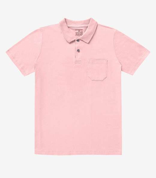 Polo Masculina Com Bolso Cotton Leve Diametro Rosa