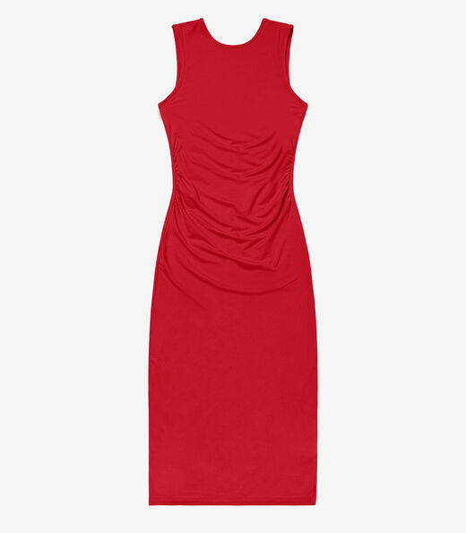 Vestido Midi em Molecotton de Viscose Rovitex Vermelho