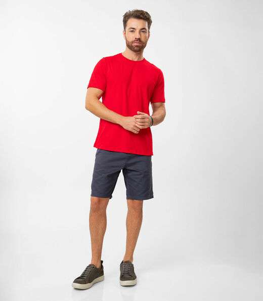 Camiseta Masculina Meia Malha Maquinetada Diametro Vermelho