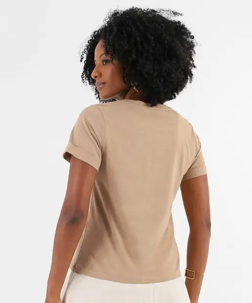 Blusa Feminina Estampa Folhas Marisa Marrom