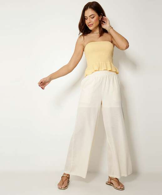 Calça Pantalona Feminina Cintura Alta Marisa