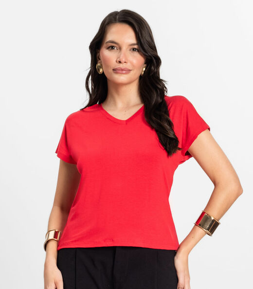 Blusa Feminina Viscotorcion Rovitex Vermelho