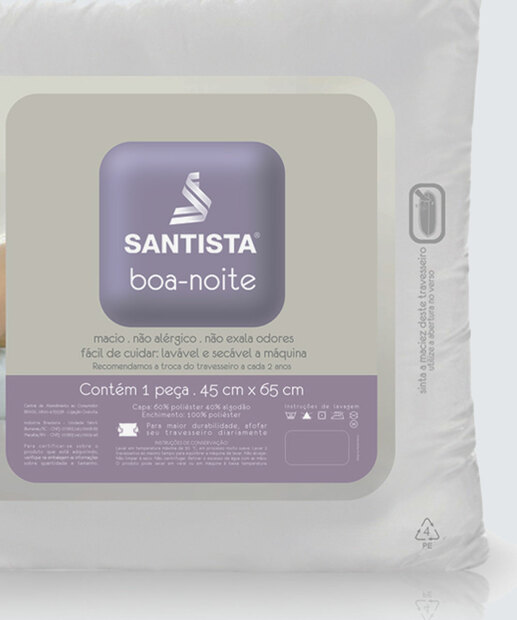 Travesseiro Suporte Médio Boa Noite Santista 1 Peça