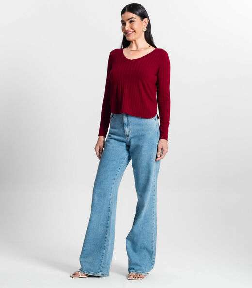 Blusa Manga Longa Infinita Cor Vermelho
