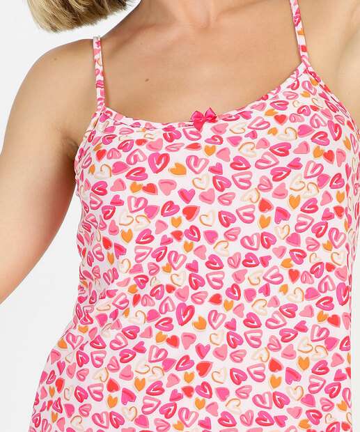Pijama Feminino Liganete Coração Alças Finas Marisa