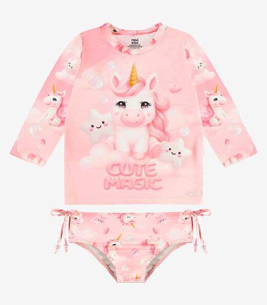 Conjunto Bíquini Infantil Proteção UV Rovi Kids Rosa