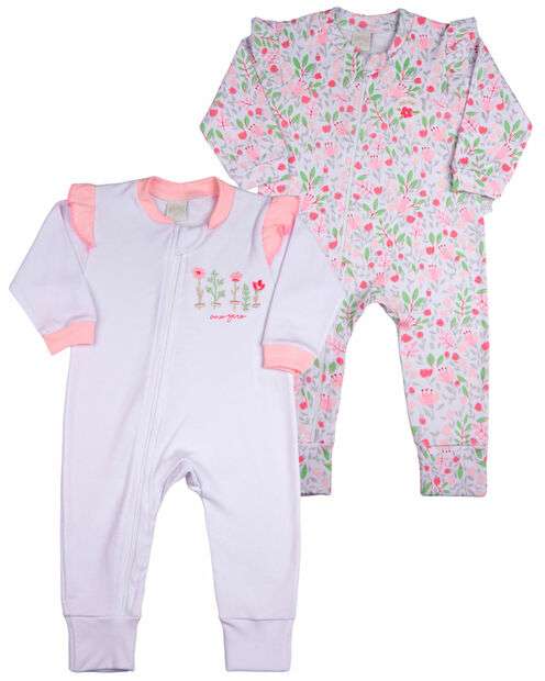 Image_Macacao Bebe Suedine Ziper Menina Estampado e Liso Kit Macacão Suedine Algodao F