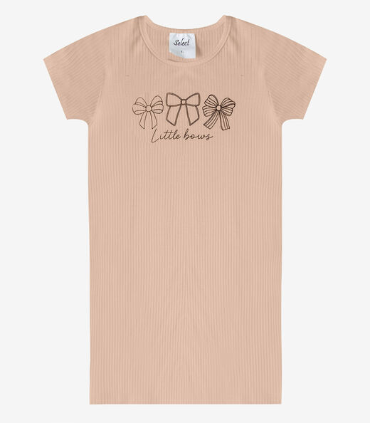 Vestido Infantil Ribana Canelada E Estampa Select Rosa