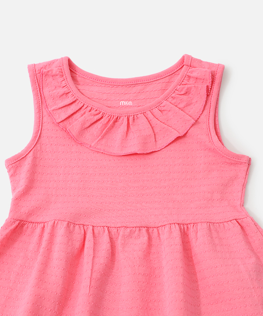 Vestido Infantil Textura Babado Marisa Tam 1 a 3 Rosa