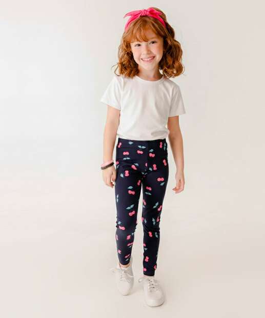 Image_Calça Infantil Legging Cerejas Marisa Tam 4 a 10 Azul